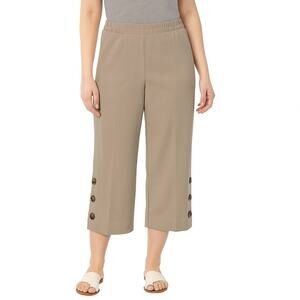 Isaac Mizrahi Women’s Beige Pull-On Capri Pants w/ Button Detail – Size 2P NWOT